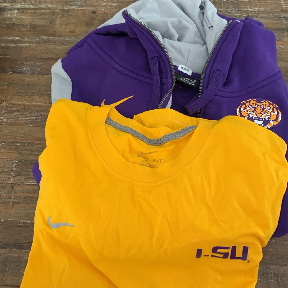Lot of two XL LSU Tigers tops. Tee shirt and Short sleeve hoodie